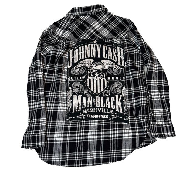 Johnny Cash flannel Gap button-up shirt Upcycle - Picture 1 of 7
